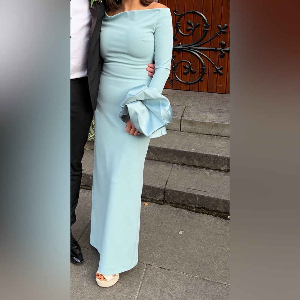 Solace London Talia off-the-shoulder crepe gown - Blue - (US 6 / UK 10)